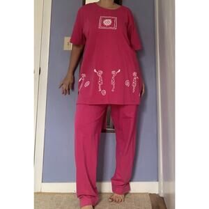 Bobbie Brooks Hot Pink Pajamas Set 18/20W Comfy Princess Good Vibes